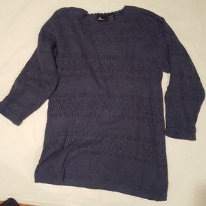 Imdigo silk and cotton crochet tunic L